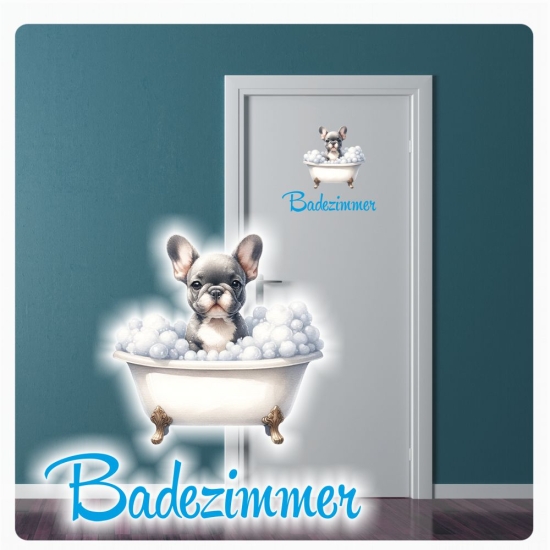 Türaufkleber Badezimmer Französische Bulldogge French Bulldog Digitaldruck Wandtattoo Türtattoo DT614