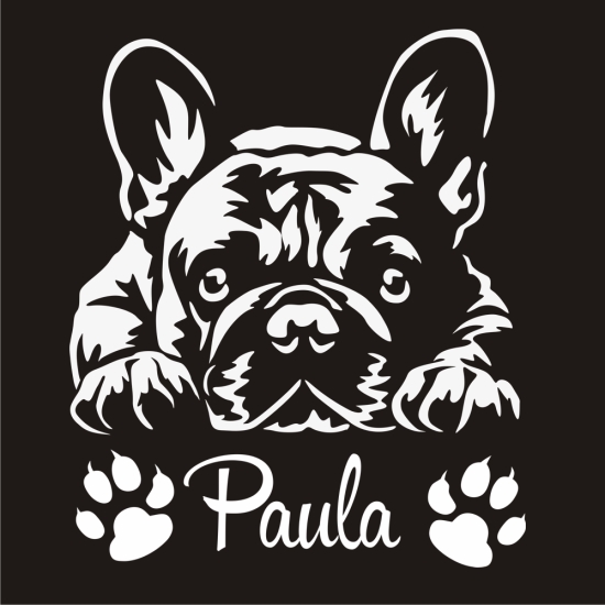 Französiche Bulldogge Autoaufkleber Aufkleber Wohnwagen Sticker Hunde Namen Pfote A4259