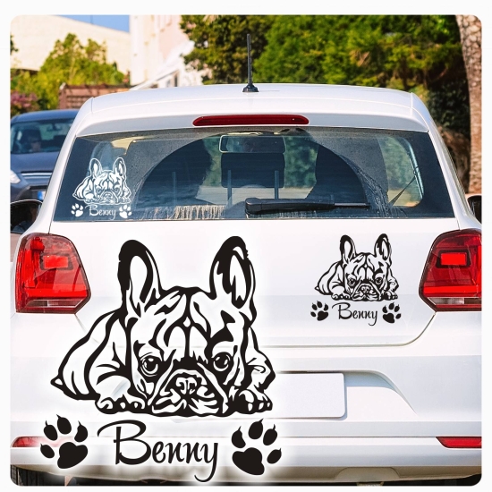 Französische Bulldogge Name Pfoten Autoaufkleber Auto Aufkleber Sticker A770