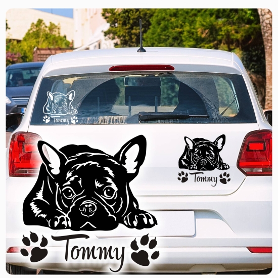 Französische Bulldogge Name Pfoten Autoaufkleber Auto Aufkleber Sticker A771