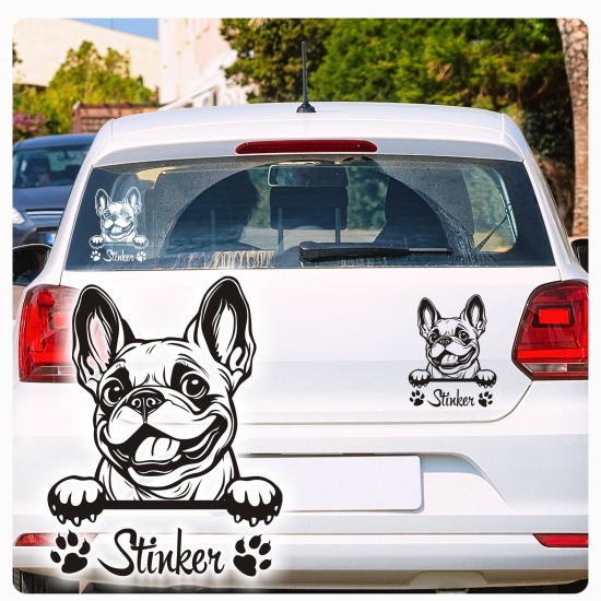 Französische Bulldogge Name Auto Aufkleber Autoaufkleber Hund  Sticker Aufkleber A981