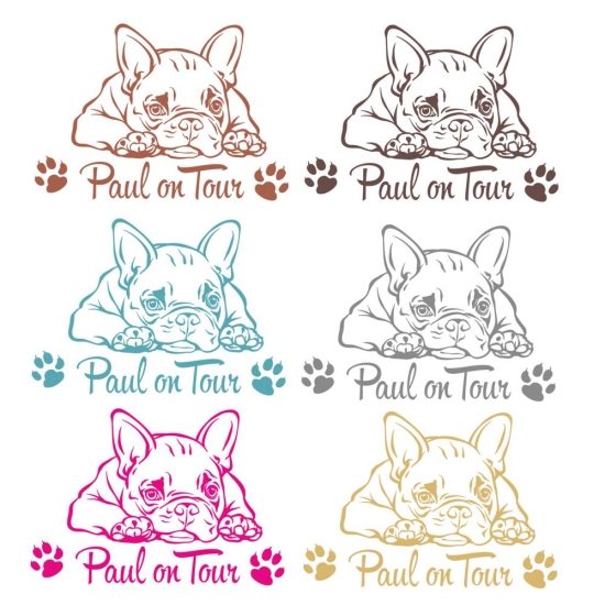 Auto Aufkleber Französische Bulldogge Name Pfoten Sticker A4014