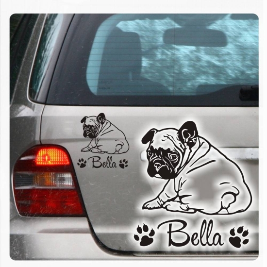 Französische Bulldogge Welpe Autoaufkleber Auto Aufkleber Sticker Hund Pfoten A4194
