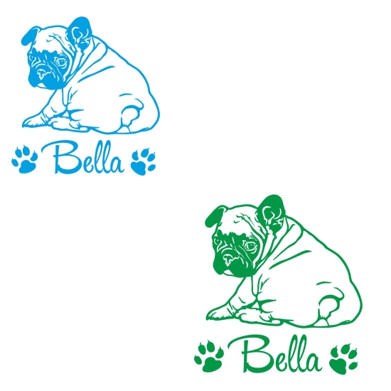 Französische Bulldogge Welpe Autoaufkleber Auto Aufkleber Sticker Hund Pfoten A4194
