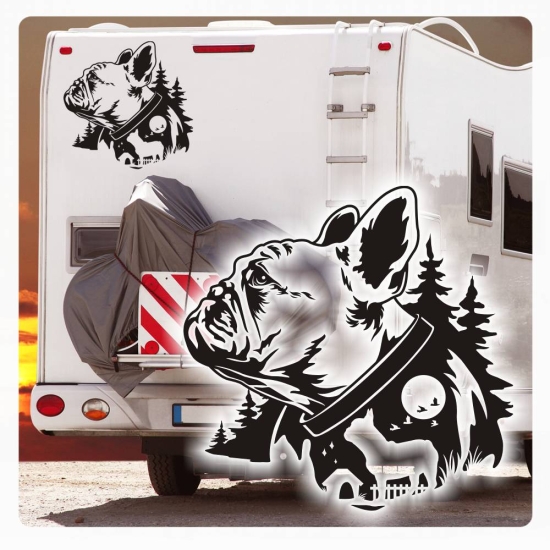 Französische Bulldogge Bully Wohnmobil Aufkleber Wohnwagen Sticker WoMo268