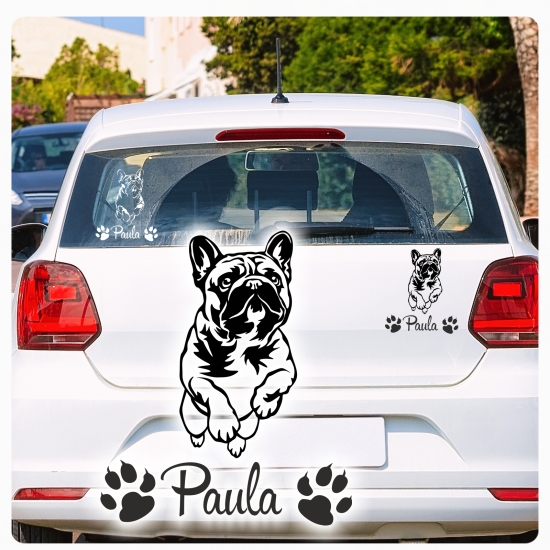 Französische Bulldogge laufend springend Autoaufkleber Aufkleber Sticker Agility A4261