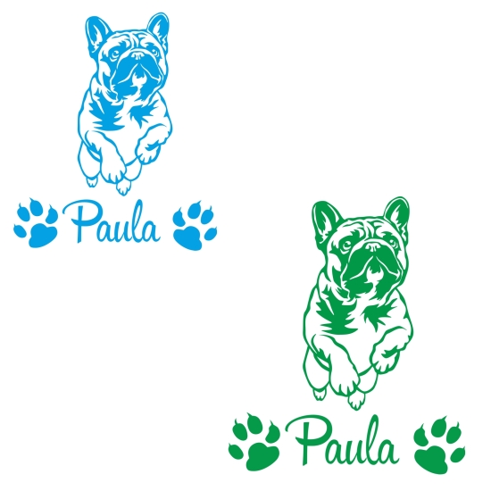 Französische Bulldogge laufend springend Autoaufkleber Aufkleber Sticker Agility A4261