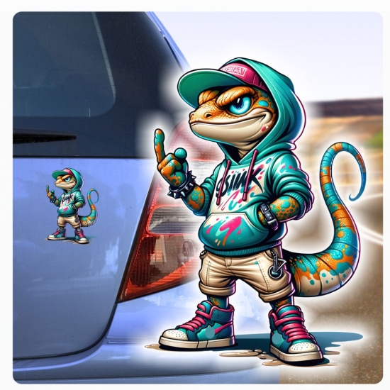 Cooler Gecko Eidechse Lizzard Autoaufkleber Sticker Auto Aufkleber Digitaldruck DA349