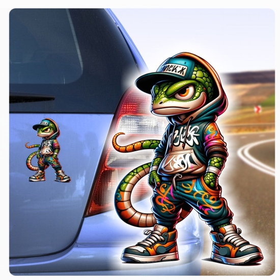 Cooler Gecko Eidechse Lizzard Autoaufkleber Sticker Auto Aufkleber Digitaldruck DA350