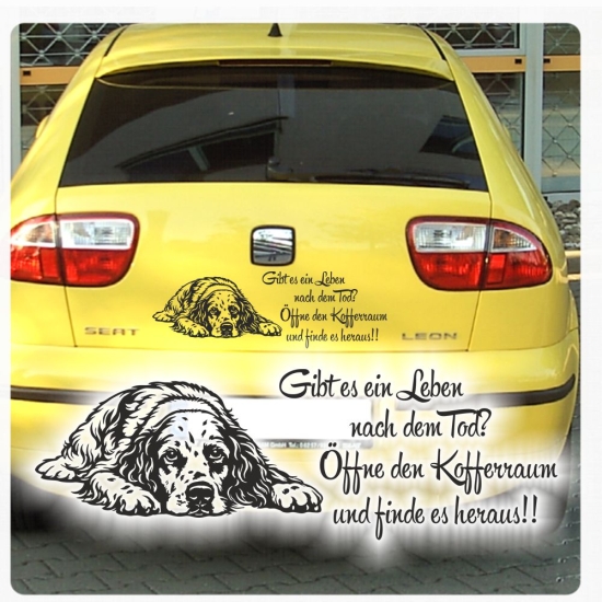 Preview: Englischer Setter Gibt es ein Leben nach dem Tod Sticker Auto Aufkleber A4303