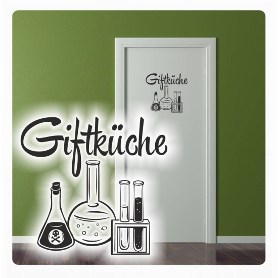 Gift Küche Tür Aufkleber Türtattoo Wandtattoo Sticker Giftküche Laborgeräte T115