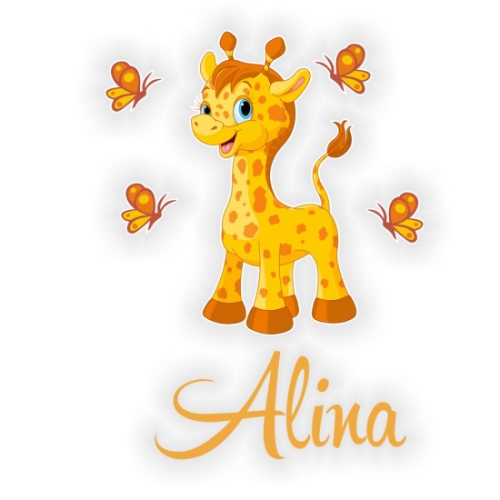 Türaufkleber Giraffe Schmetterlinge Name Digitaldruck Wandtattoo Türtattoo DT053