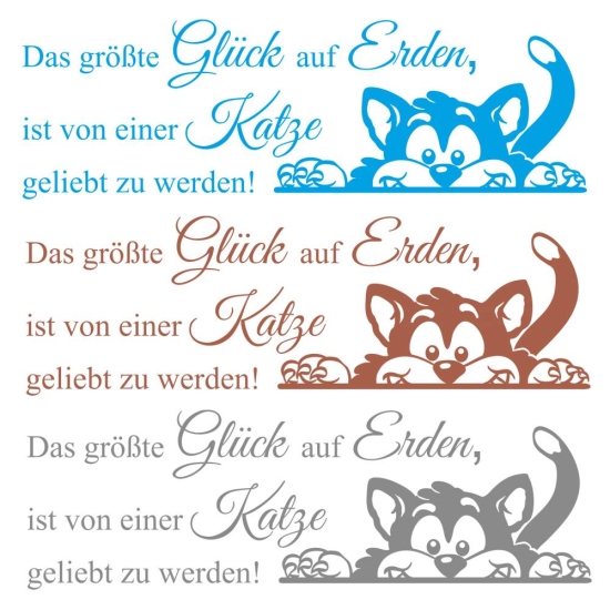 Glück Erde Katze geliebt zu werden Wandtattoo Wandaufkleber W1856