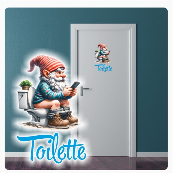 Gnom Türaufkleber Toilette Handy Digitaldruck Wandtattoo Türtattoo DT601