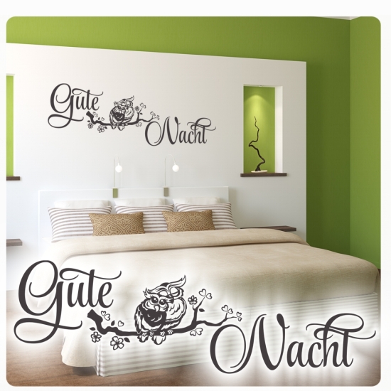 Wandtattoo Eule Gute Nacht Liebe Herzen Ast Eulen Zweig W1601