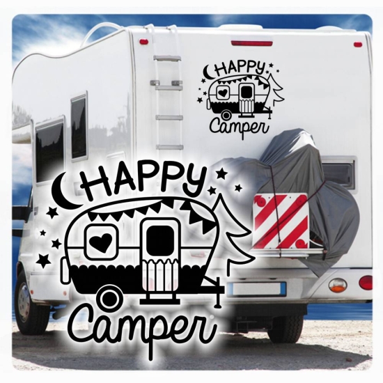 Wohnmobil Aufkleber Happy Camper WoMo Caravan Aufkleber Sticker