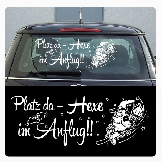 Platz da Hexe im Anflug Autoaufkleber Katze Sterne Sticker Auto Aufkleber A3065