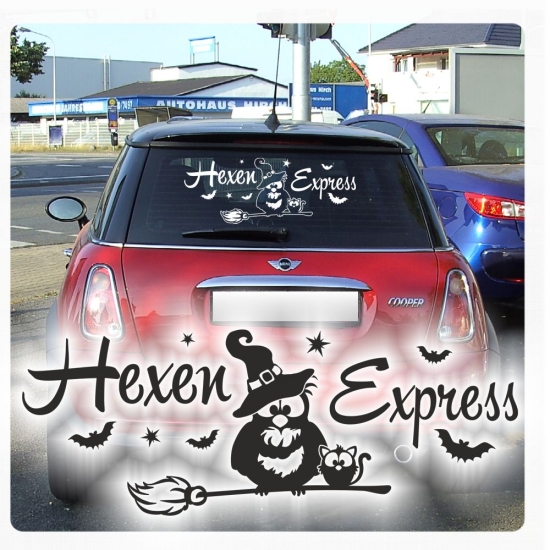 Auto Aufkleber Hexenexpress Hexen Express Hexe Katze Eule Sterne Sticker A4090