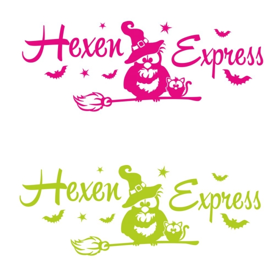 Preview: Auto Aufkleber Hexenexpress Hexen Express Hexe Katze Eule Sterne Sticker A4090