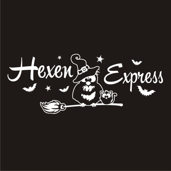 Preview: Auto Aufkleber Hexenexpress Hexen Express Hexe Katze Eule Sterne Sticker A4090
