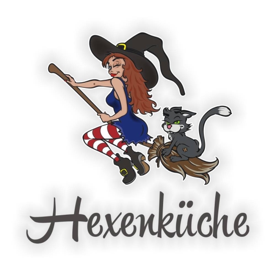 Türaufkleber Hexenküche Hexe Katze Besen Digitaldruck Wandtattoo Türtattoo DT040