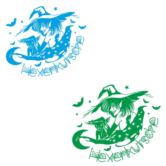 Auto Aufkleber Hexen Kutsche Hexenkutsche Hexe Spinnweben Sterne Sticker A1201