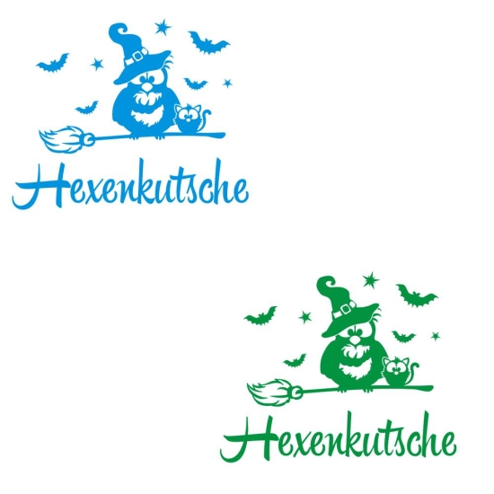 Eule Hexe Katze Hexenkutsche Auto Aufkleber Sticker Sterne A2044