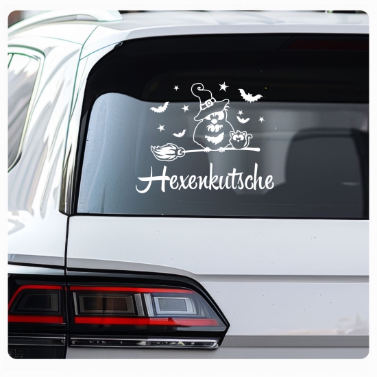 Eule Hexe Katze Hexenkutsche Auto Aufkleber Sticker Sterne A2044
