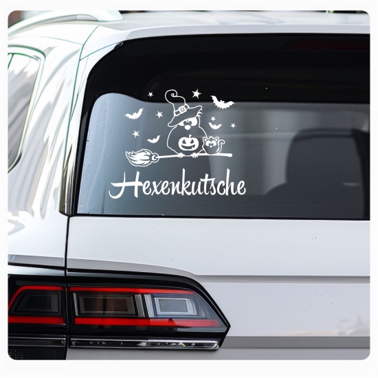 Eule Hexe Katze Hexenkutsche Auto Aufkleber Sticker Sterne A2076