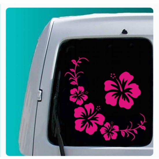 Hibiskus Blumen Blüten Hawaii Glasgravur Autospiegel Aufkleber