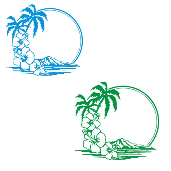 Wandaufkleber Aufkleber Palme Hibiskus Hawaii  Wandtattoo W067