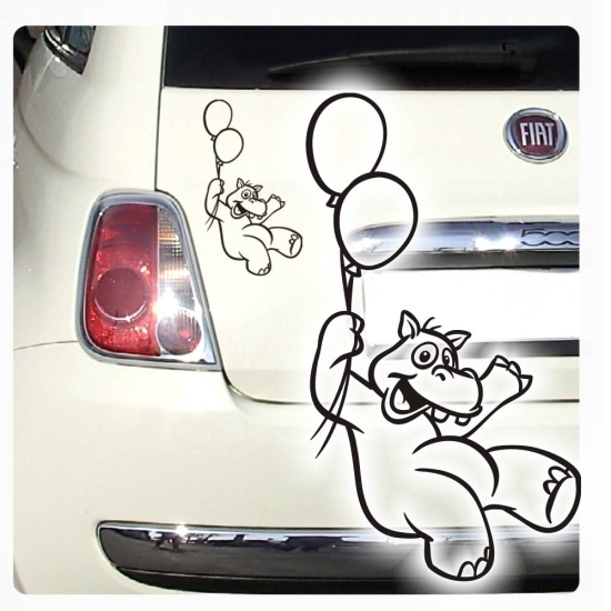 Autoaufkleber Hippo Nilpferd Luftballons Sticker Auto Aufkleber Hetz A715