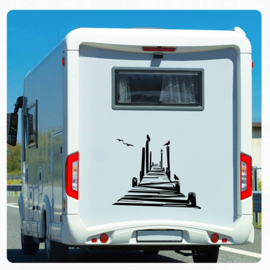 Wohnmobil Aufkleber Holzsteg Möwen Steg WoMo Caravan Aufkleber Sticker WoMo125