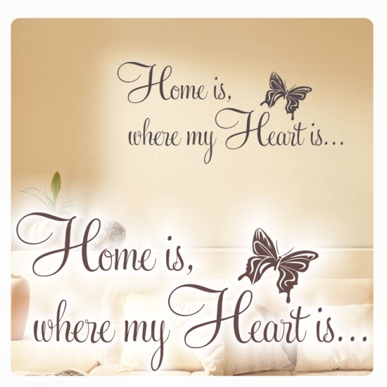 Wandtattoo Home is where my Heart is Wandaufkleber Schmetterling Zuhause W621