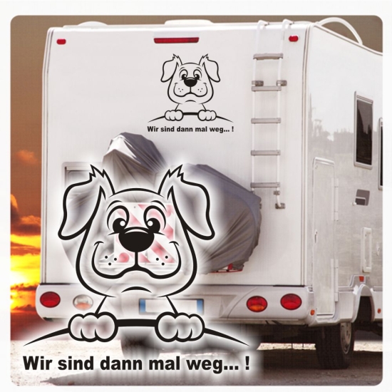 Wohnmobil Aufkleber Hund Wir sind dann mal weg! Comic WoMo294