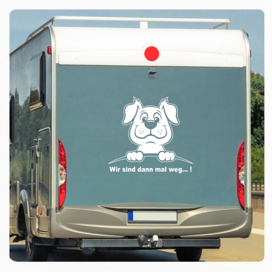 Wohnmobil Aufkleber Hund Wir sind dann mal weg! Comic WoMo294