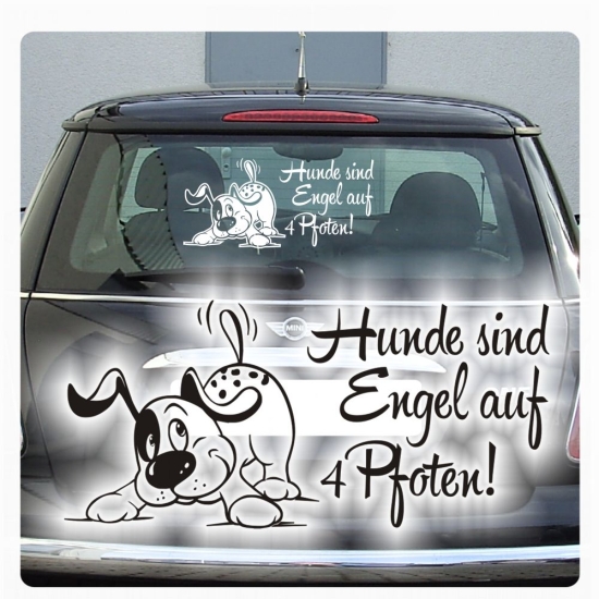 Hundeaufkleber Comic Hund Hunde sind Engel auf 4 Pfoten Sticker Auto Aufkleber A538