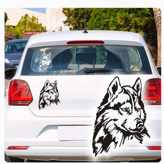 Siberian Husky Autoaufkleber Auto Aufkleber Sticker Hund Pfoten Kopf Hundeaufkleber A1723