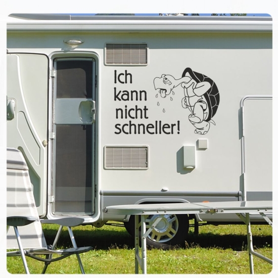 Wohnmobil Aufkleber Schildkröte Turtle Ich kann nicht schneller Caravan WoMo110