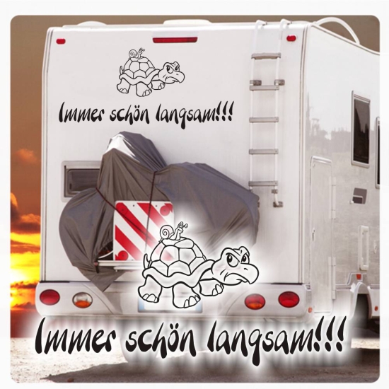 Wohnmobil Aufkleber Immer schön langsam Turtle Wohnwagen Sticker WoMo Caravan WoMo012