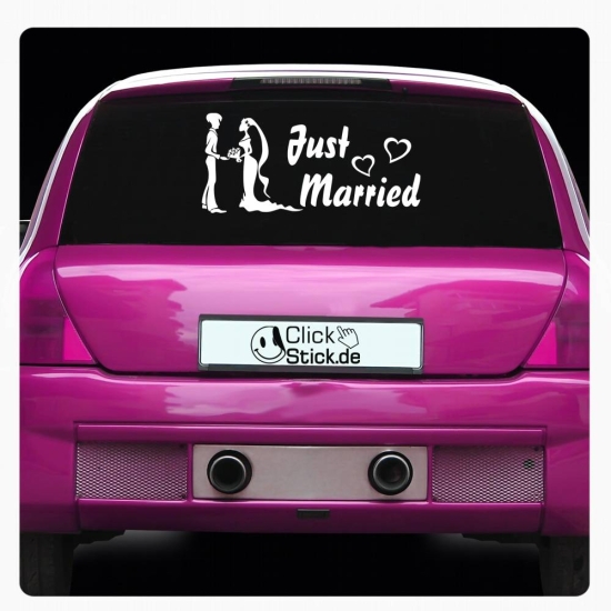 Auto Aufkleber Just Married Heckscheiben Sticker AH001