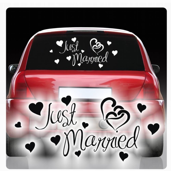 Auto Aufkleber Just Married Heckscheiben Sticker Hochzeits Aufkleber AH002