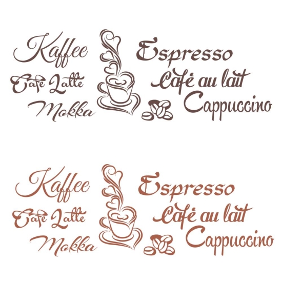 Wandtattoo Coffee Kaffee Espresso Mokka Cafe Latte Café au lait Cappuccino W3006