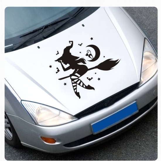 Hexe Hexen Katze Fledermaus Motorhauben Sticker Auto Aufkleber A837