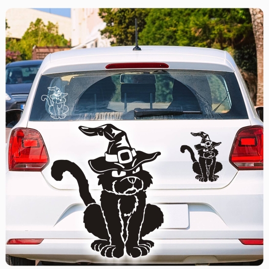 Katze mit Hexenhut Kitty Auto Aufkleber Autoaufkleber Sticker Aufkleber A1235