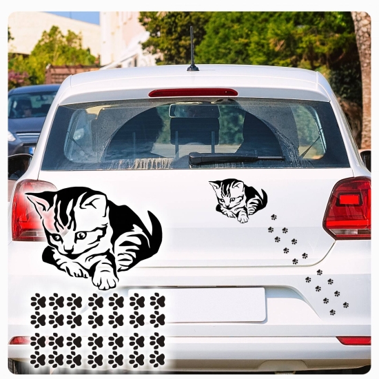 Autoaufkleber Katze Kitty Pfoten Sticker Auto Aufkleber SET A1213