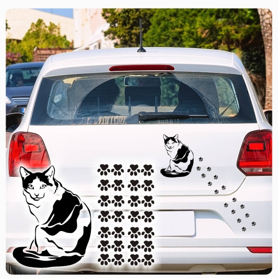 Autoaufkleber Katze Kitty Pfoten Sticker Auto Aufkleber SET A1214