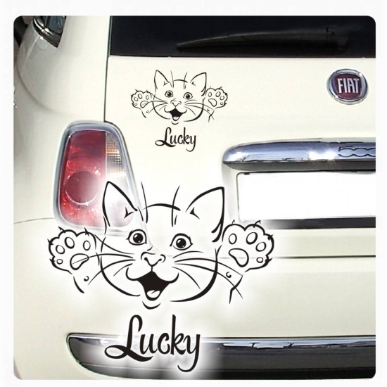 Autoaufkleber Name Katze Kätzchen Kitty Baby Pfoten Sticker Aufkleber Auto A607