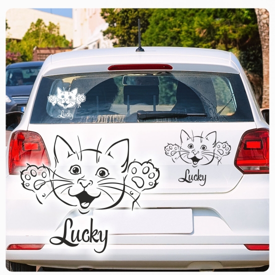 Autoaufkleber Name Katze Kätzchen Kitty Baby Pfoten Sticker Aufkleber Auto A607