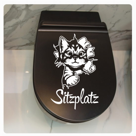 Katze schaut raus  Sitzplatz WC Deckel Aufkleber Bad TDA104